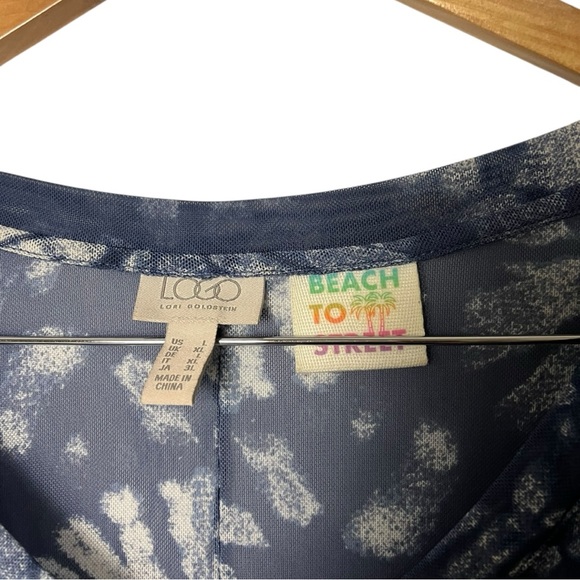 LOGO LORI GOLDSTEIN BEACH TO STREET Tunic Top Caftan Cover-Up Grey L - Picture 3 of 3